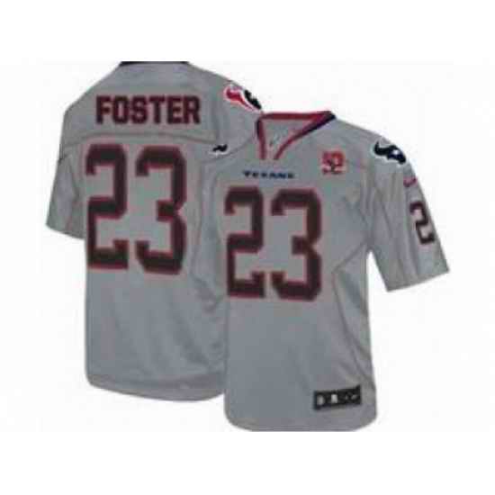 Nike Houston Texans 23 Arian Foster Grey Elite W 10th Patch NFL Jersey